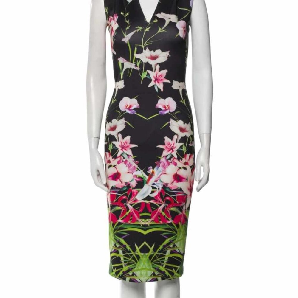 Ted Baker Floral Print Midi Length Dress - Picture 2 of 7